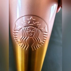 Starbucks ombre sunset tumbler 24 oz peach and gold no top metal 2020 release